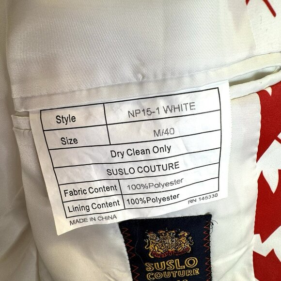 Suslo Blazer Canada Maple Leaf Print Mens Medium 40 Slim Fit Red White Canadian - Picture 7 of 9